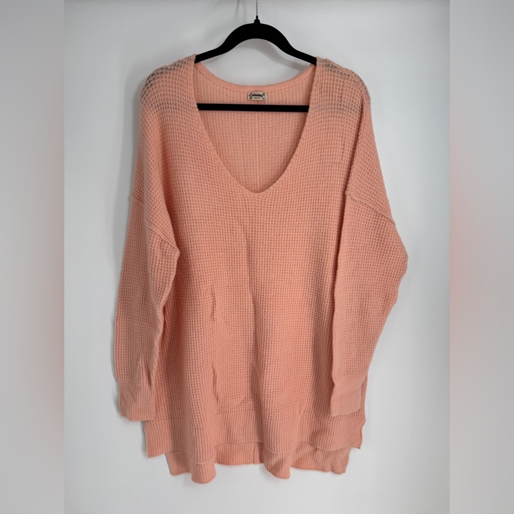 Intimately Crochet Long Sleeve V Neck Full Length Baggy Sweater